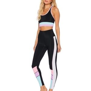 Beach Riot Leggings color lock pink, purple, teal and black NEW Small